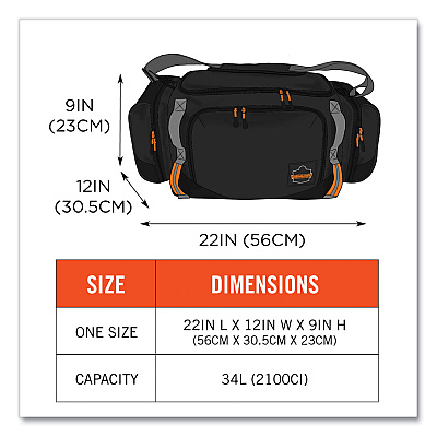 ergodyne Arsenal 5189 PPE Duffel Bag, 12 x 22 x 9, Black (EGO13189)