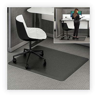 deflecto Ergonomic Sit Stand Mat, 60 x 46, Black (DEFCM24442BLKSS)