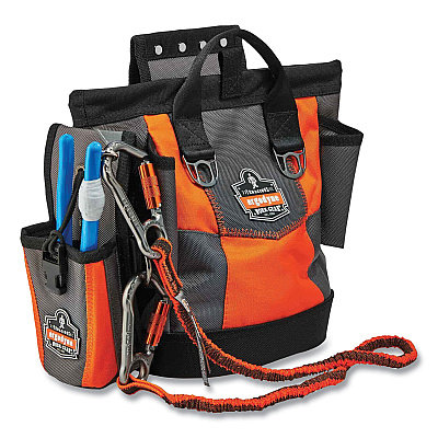 ergodyne Arsenal 5527 Premium Topped Tool Pouch with Hinged Closure, 6 x 10 x 11.5, Polyester, Orange (EGO13627)