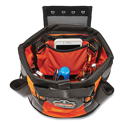 ergodyne Arsenal 5527 Premium Topped Tool Pouch with Hinged Closure, 6 x 10 x 11.5, Polyester, Orange (EGO13627)