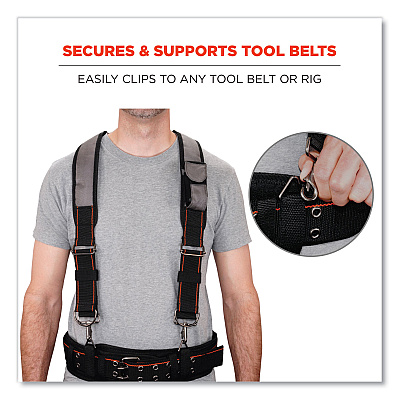 ergodyne Arsenal 5560 Padded Tool Belt Suspenders, 36" to 48" Waist, 3" Wide, Polyester, Gray (EGO13665)