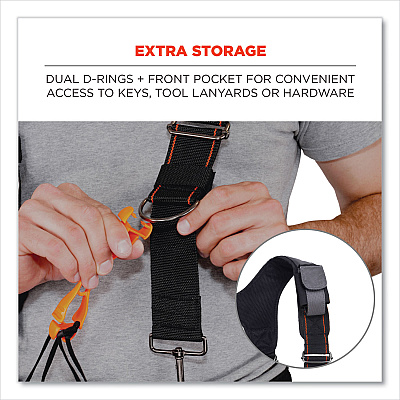 ergodyne Arsenal 5560 Padded Tool Belt Suspenders, 36" to 48" Waist, 3" Wide, Polyester, Gray (EGO13665)