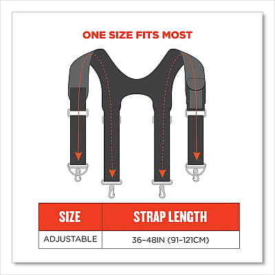 ergodyne Arsenal 5560 Padded Tool Belt Suspenders, 36" to 48" Waist, 3" Wide, Polyester, Gray (EGO13665)