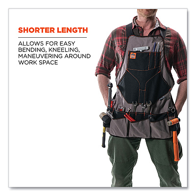 ergodyne Arsenal 5704 Canvas Tool Apron, 22 Compartments, 25.5 x 28, Canvas, Gray (EGO13694)