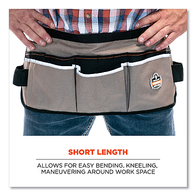 ergodyne Arsenal 5706 13-Pocket Waist Apron, 13 Compartments, 23 x 9, Canvas, Gray (EGO13695)