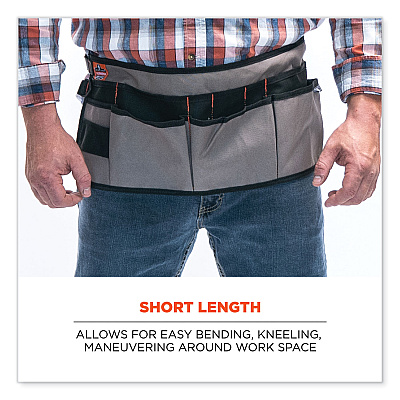 ergodyne Arsenal 5707 Canvas Waist Apron, 14 Compartments, 25.5 x 34, Canvas, Gray (EGO13698)