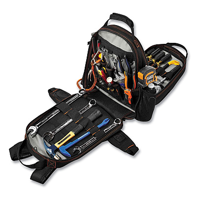 ergodyne Arsenal 5843 Tool Backpack Dual Compartment, 26 Compartments, 8.5 x 13.5 x 18, Ballistic Polyester, Black/Gray (EGO13743)