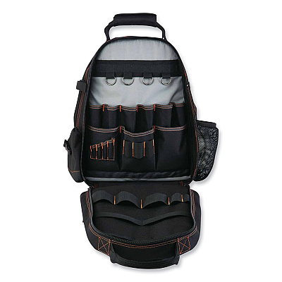 ergodyne Arsenal 5843 Tool Backpack Dual Compartment, 26 Compartments, 8.5 x 13.5 x 18, Ballistic Polyester, Black/Gray (EGO13743)