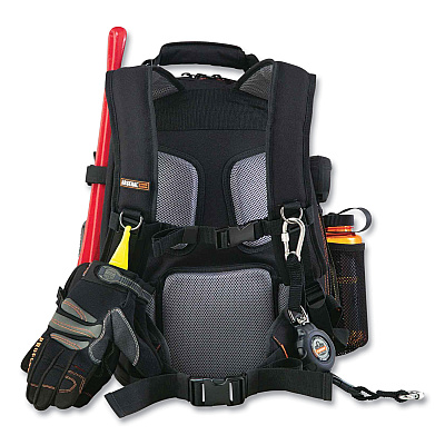 ergodyne Arsenal 5843 Tool Backpack Dual Compartment, 26 Compartments, 8.5 x 13.5 x 18, Ballistic Polyester, Black/Gray (EGO13743)