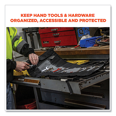ergodyne Arsenal 5870 Tool Roll-Up, 25 Compartments, 27 x 14.5, Polyester, Gray (EGO13770)