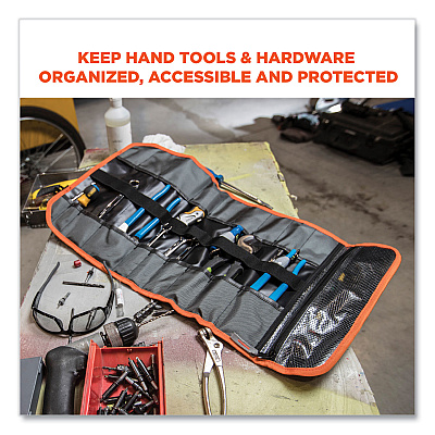 ergodyne Arsenal 5871 Polyester Tool Roll Up, 21 Compartments, 27 x 14, Polyester, Black (EGO13771)