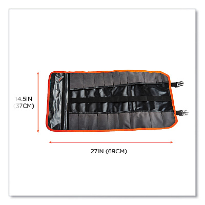 ergodyne Arsenal 5871 Polyester Tool Roll Up, 21 Compartments, 27 x 14, Polyester, Black (EGO13771)