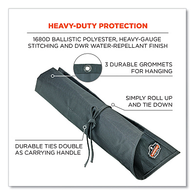 ergodyne Arsenal 5872 Wrench Roll-Up, 14 Compartments, 26 x 22, Polyester, Gray (EGO13772)