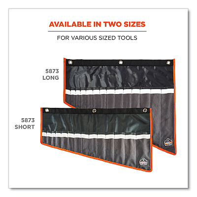 ergodyne Arsenal 5873 Polyester Wrench Roll Up, 14 Compartments, 26.5 x 5, Polyester, Black (EGO13774)