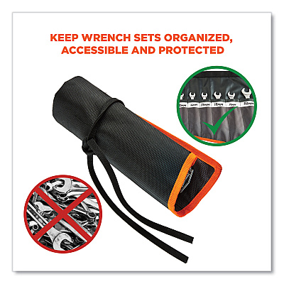 ergodyne Arsenal 5873 Polyester Wrench Roll Up, 14 Compartments, 26.5 x 16.5, Polyester, Black (EGO13775)