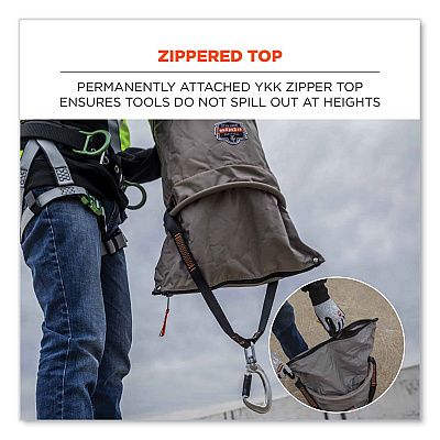 ergodyne Arsenal 5976 XL Hoist Bucket Tool Bag with Swiveling Carabiner and Zipper Top, 16 x 16 x 20, Gray (EGO15976)