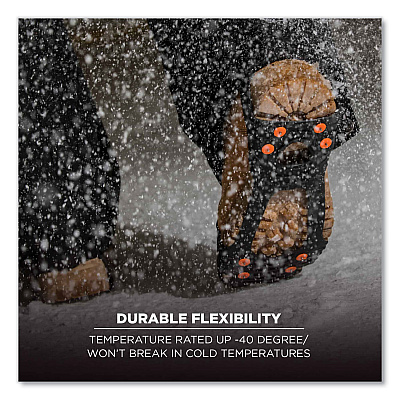 ergodyne Trex 6300TC One-Piece Slip-on Tungsten Carbide Ice Cleats, Medium, Black, Pair (EGO16733)