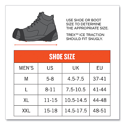 ergodyne Trex 6300TC One-Piece Slip-on Tungsten Carbide Ice Cleats, Medium, Black, Pair (EGO16733)