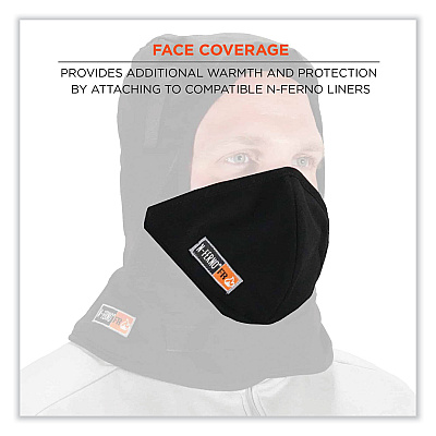 ergodyne N-Ferno 6872 2-Layer FR Mouthpiece, Modacrylic Cotton, One Size Fits Most, Black (EGO16872)