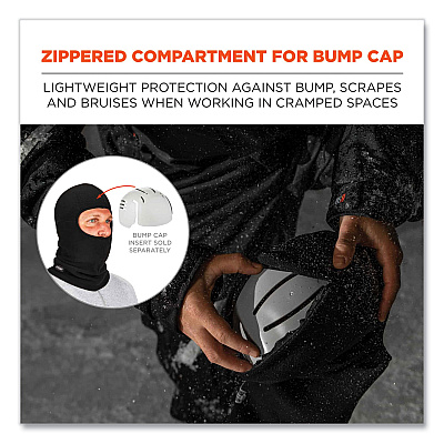 ergodyne N-Ferno 6893Z Balaclava with Zipper for Bump Cap Insert, Polyester Fleece, One Size Fit Most, Black (EGO16894)