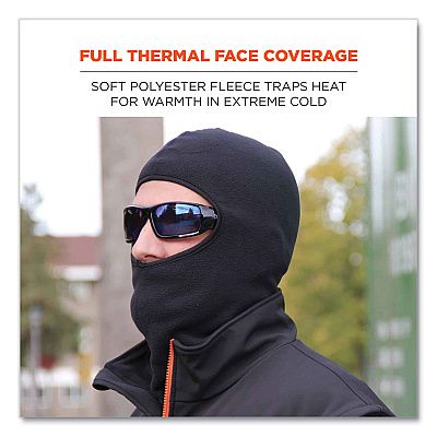 ergodyne N-Ferno 6893Z Balaclava with Zipper for Bump Cap Insert, Polyester Fleece, One Size Fit Most, Black (EGO16894)