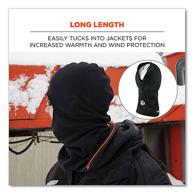 ergodyne N-Ferno 6893Z Balaclava with Zipper for Bump Cap Insert, Polyester Fleece, One Size Fit Most, Black (EGO16894)