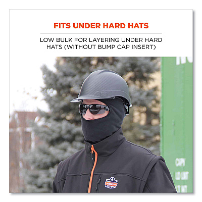 ergodyne N-Ferno 6893Z Balaclava with Zipper for Bump Cap Insert, Polyester Fleece, One Size Fit Most, Black (EGO16894)