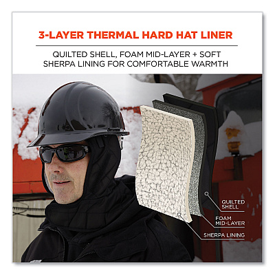ergodyne N-Ferno 6952 3-Layer Quilt Shoulder Winter Liner, Foam/Polyester/Sherpa, One Size Fits Most, Black (EGO16952)