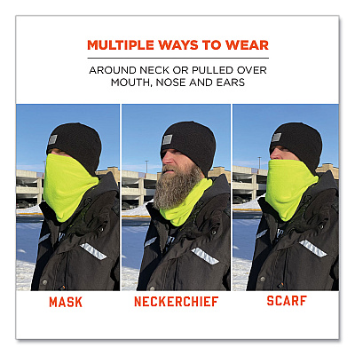 ergodyne N-Ferno 6960 Fleece Neck Gaiter, Fleece, One Size Fits Most, Hi-Vis Lime (EGO16961)