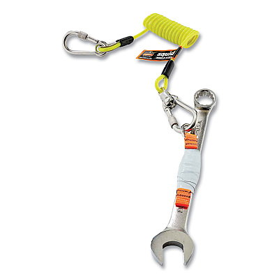 ergodyne Squids 3180 Tool Tethering Kit, 2 lb Max Working Capacity, 6.5" to 48" Long, Yellow/Black (EGO19650)