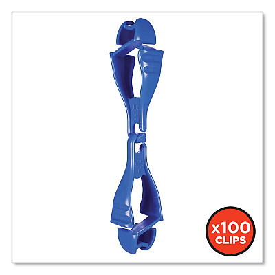ergodyne Squids 3400 Glove Clip Holder with Dual Clips, 1 x 1 x 6.5, Acetal Copolymer, Blue, 100/Carton (EGO19717BULK)