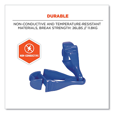 ergodyne Squids 3400 Glove Clip Holder with Dual Clips, 1 x 1 x 6.5, Acetal Copolymer, Blue, 100/Carton (EGO19717BULK)