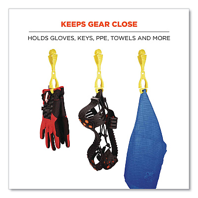 ergodyne Squids 3400 Glove Clip Holder with Dual Clips, 1 x 1 x 6.5, Acetal Copolymer, Lime, 100/Carton (EGO19719BULK)