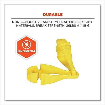ergodyne Squids 3400 Glove Clip Holder with Dual Clips, 1 x 1 x 6.5, Acetal Copolymer, Lime, 100/Carton (EGO19719BULK)