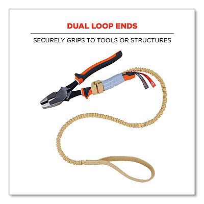 ergodyne Squids 3120 Burn + CR Aramid Tool Lanyard with Loop Ends, 10 lb Max Working Capacity, 38" to 48" Long, Yellow (EGO19720)