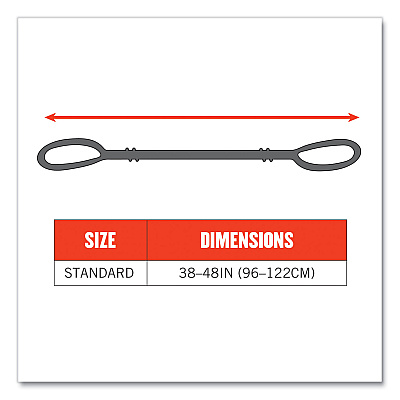 ergodyne Squids 3120 Burn + CR Aramid Tool Lanyard with Loop Ends, 10 lb Max Working Capacity, 38" to 48" Long, Yellow (EGO19720)