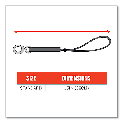 ergodyne Squids 3713 Elastic Loop Tool Tails with Swiveling D-Rings, 10 lb Max Working Capacity, 15" Long, 3/Pack, 20 Packs/Carton (EGO19765BULK)