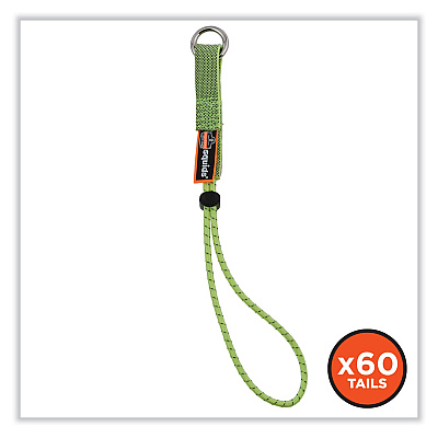 ergodyne Squids 3703 Elastic Loop Tool Tails with D-Rings, 15 lb Max Working Capacity, 15" Long, Lime, 3/Pack, 20 Packs/Carton (EGO19767BULK)