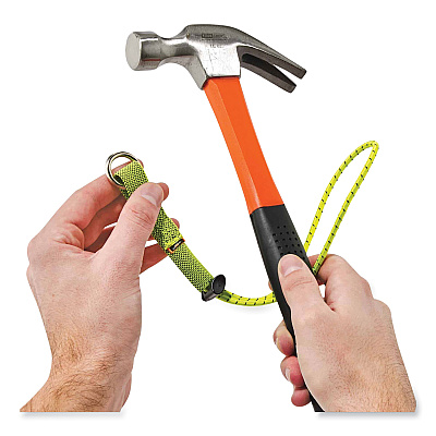 ergodyne Squids 3703 Elastic Loop Tool Tails with D-Rings, 15 lb Max Working Capacity, 15" Long, Lime, 3/Pack, 20 Packs/Carton (EGO19767BULK)