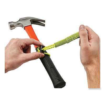 ergodyne Squids 3703 Elastic Loop Tool Tails with D-Rings, 15 lb Max Working Capacity, 15" Long, Lime, 3/Pack, 20 Packs/Carton (EGO19767BULK)