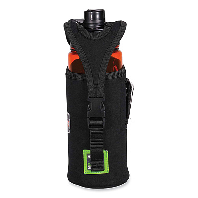 ergodyne Squids 3775 Can + Bottle Holder Trap, Large, 3.62 x 7.25 x 2.5, Neoprene, Black (EGO19776)