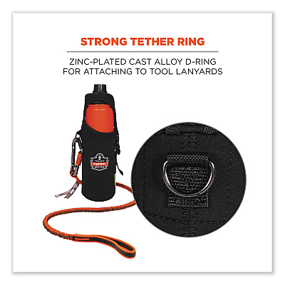 ergodyne Squids 3775 Can + Bottle Holder Trap, Large, 3.62 x 7.25 x 2.5, Neoprene, Black (EGO19776)