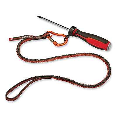 ergodyne Squids 3100F(x) Tool Lanyard with Aluminum Carabiner + Loop, 10 lb Max Working Capacity, 38" to 48" Long, Orange/Gray (EGO19802)