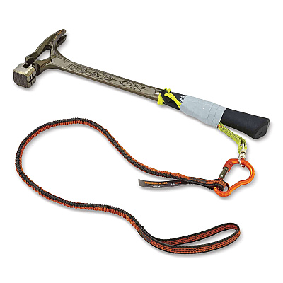 ergodyne Squids 3100F(x) Tool Lanyard with Aluminum Carabiner + Loop, 10 lb Max Working Capacity, 38" to 48" Long, Orange/Gray (EGO19802)