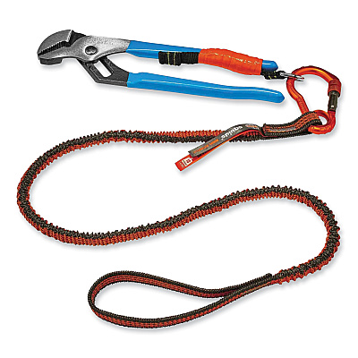 ergodyne Squids 3100F(x) Tool Lanyard with Aluminum Carabiner + Loop, 10 lb Max Working Capacity, 38" to 48" Long, Orange/Gray (EGO19802)