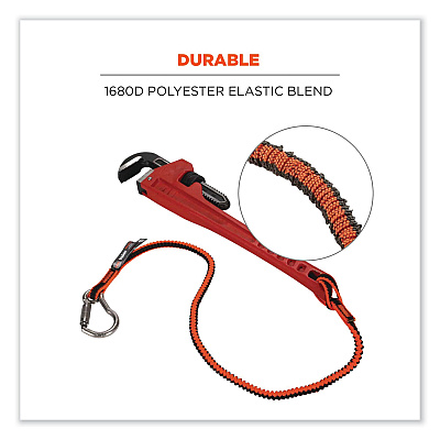 ergodyne Squids 3101F(x) Tool Lanyard with Stainless-Steel Carabiner + Loop, 15 lb Max Working Capacity, 38" to 48" Long (EGO19803)