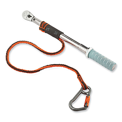 ergodyne Squids 3108F(x)Tool Lanyard with Locking Aluminum Carabiner + Loop, 15 lb Max Working Capacity, 38" to 48" Long, Orange/Gray (EGO19808)