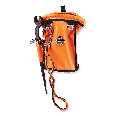 ergodyne Squids 3108F(x)Tool Lanyard with Locking Aluminum Carabiner + Loop, 15 lb Max Working Capacity, 38" to 48" Long, Orange/Gray (EGO19808)