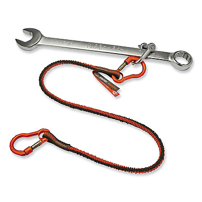 ergodyne Squids 3110F(x) Tool Lanyard with Aluminum Carabiners, 10 lb Max Working Capacity, 38" to 48" Long, Orange/Gray (EGO19822)