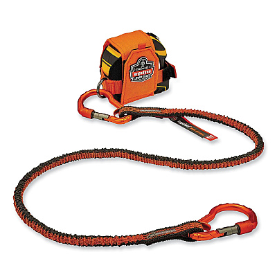 ergodyne Squids 3110F(x) Tool Lanyard with Aluminum Carabiners, 10 lb Max Working Capacity, 38" to 48" Long, Orange/Gray (EGO19822)